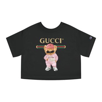 Gucci Teddy Bear Girl Champion Women Cropped T-Shirt CTB2321