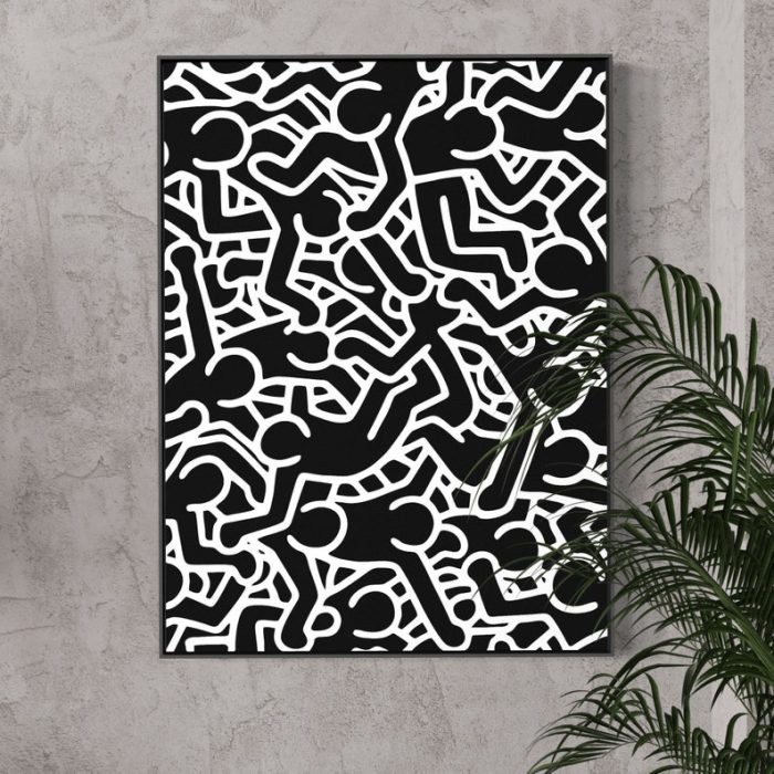 Keith Haring Love Canvas Pop Art Canvas Wall Decor Black And White Art