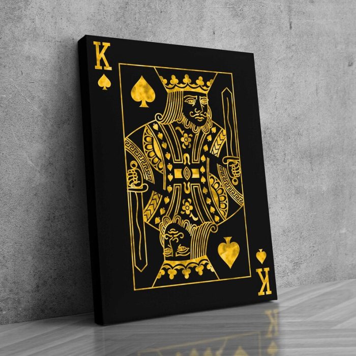 King Gold Playing Card Canvas Luxury Art Wall Decor Gold Art Motivation Art Home Decor