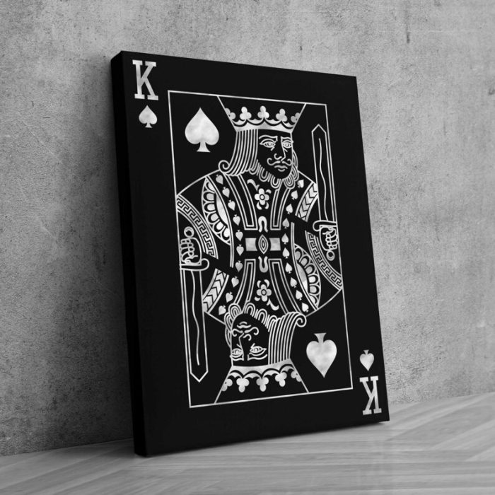 King Silver Playing Card Canvas Luxury Art Wall Decor Silver Art Motivation Art Home Decor