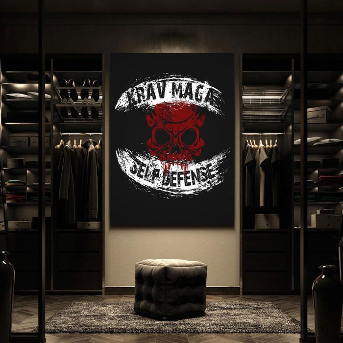 Krav Maga Red Skull Canvas Poster Prints - Wall Art Decor For Fan M3792