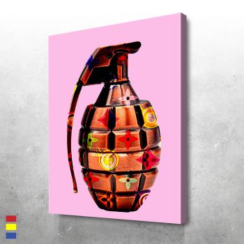 LV Grenade (bronze) Exploring the Fusion of Vintage and Pop Culture in Digital Art Canvas Poster Print Wall Art Decor