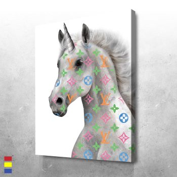 LV Unicorn Makes Unicon and Art Become More Luxurious Canvas Poster Print Wall Art Decor