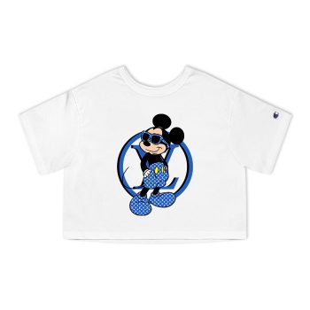 Louis Vuitton Blue Monogram Canvas Pattern Mickey Mouse Champion Women Heritage Cropped T-Shirt CTB093