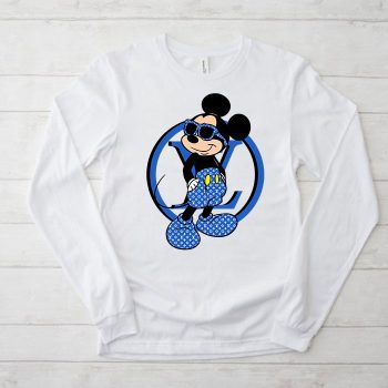 Louis Vuitton Blue Monogram Canvas Pattern Mickey Mouse Unisex & Kid Long Sleeve Tee TBL093
