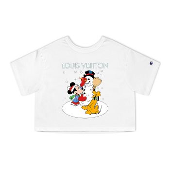 Louis Vuitton Christmas Mickey Mouse Pluto Champion Women Heritage Cropped T-Shirt CTB123