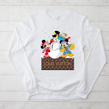 Louis Vuitton Christmas Minnie Mouse Mickey Mouse Donald Duck Unisex & Kid Long Sleeve Tee TBL137