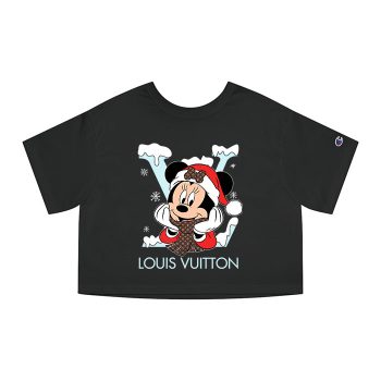 Louis Vuitton Logo Luxury Christmas Mickey Mouse Champion Women Heritage Cropped T-Shirt CTB117