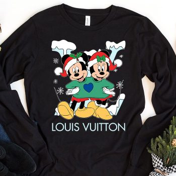 Louis Vuitton Logo Luxury Christmas Mickey Mouse Minnie Mouse Unisex & Kid Long Sleeve Tee TBL114