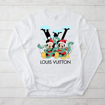 Louis Vuitton Logo Luxury Christmas Mickey Mouse Minnie Mouse Unisex & Kid Long Sleeve Tee TBL115