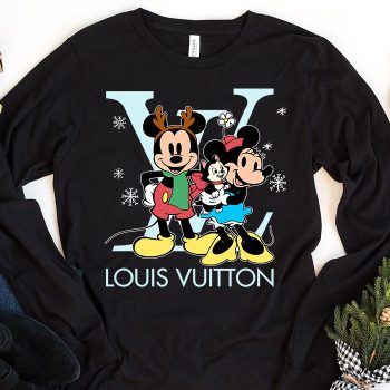 Louis Vuitton Logo Luxury Christmas Mickey Mouse Minnie Mouse Unisex & Kid Long Sleeve Tee TBL116