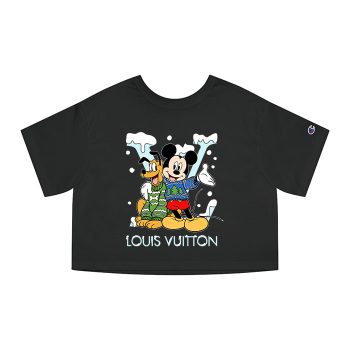 Louis Vuitton Logo Luxury Christmas Mickey Mouse Pluto Champion Women Heritage Cropped T-Shirt CTB124