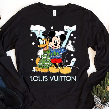Louis Vuitton Logo Luxury Chrismate Mickey Mouse Pluto Unisex & Kid Long Sleeve Tee TBL124