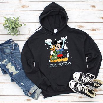 Louis Vuitton Logo Luxury Christmas Mickey Mouse Pluto Unisex Pullover Hoodie NTB2265