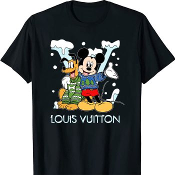 Louis Vuitton Logo Luxury Christmas Mickey Mouse Pluto Unisex T-Shirt NTB2669