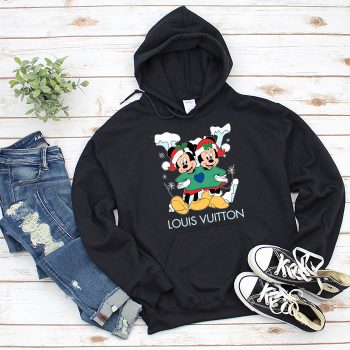 Louis Vuitton Logo Luxury Christmas Mickey Mouse Minnie Mouse Unisex Pullover Hoodie TB135