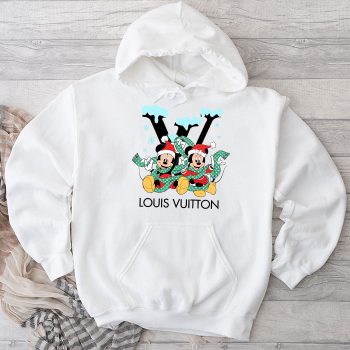 Louis Vuitton Logo Luxury Christmas Mickey Mouse Minnie Mouse Unisex Pullover Hoodie TB136