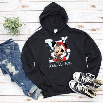 Louis Vuitton Logo Luxury Christmas Mickey Mouse Unisex Pullover Hoodie TB138