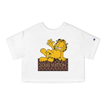 Louis Vuitton Logo Luxury Garfield Champion Women Cropped T-Shirt CTB2372
