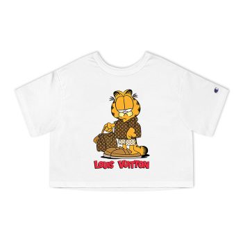 Louis Vuitton Logo Luxury Garfield Champion Women Cropped T-Shirt CTB2375
