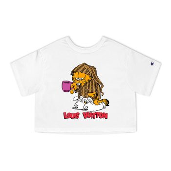 Louis Vuitton Logo Luxury Garfield Champion Women Cropped T-Shirt CTB2376