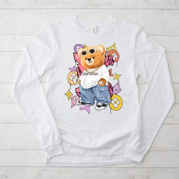 Louis Vuitton Logo Luxury Graffiti Teddy Bear Unisex & Kid Long Sleeve Tee NTB2378