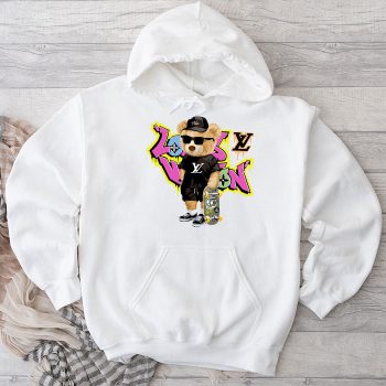 Louis Vuitton Logo Luxury Grafity Teddy Bear Unisex Pullover Hoodie NTB2294