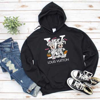 Louis Vuitton Logo Luxury Halloween Minnie Mouse Mickey Mouse Unisex Pullover Hoodie TB133