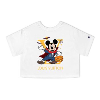 Louis Vuitton Logo Luxury Halloween Pumpkin Dracula Mickey Mouse Champion Women Heritage Cropped T-Shirt CTB109