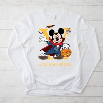 Louis Vuitton Logo Luxury Halloween Pumpkin Dracula Mickey Mouse Unisex & Kid Long Sleeve Tee TBL109