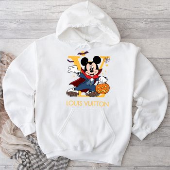 Louis Vuitton Logo Luxury Halloween Pumpkin Dracula Mickey Mouse Unisex Pullover Hoodie TB130