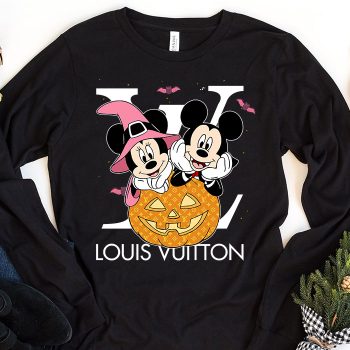 Louis Vuitton Logo Luxury Halloween Pumpkin Minnie Mouse Mickey Mouse Unisex & Kid Long Sleeve Tee TBL108