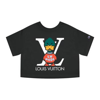 Louis Vuitton Logo Luxury Knit Duck Crewneck Champion Women Heritage Cropped T-Shirt CTB141