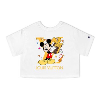 Louis Vuitton Logo Luxury Mickey Mouse Birth Day Champion Women Cropped T-Shirt NTB2108