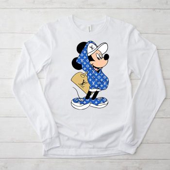 Louis Vuitton Logo Luxury Mickey Mouse Hoodies With Bag Unisex & Kid Long Sleeve Tee TBL149