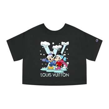 Louis Vuitton Logo Luxury Mickey Mouse Minnie Mouse Champion Women Cropped T-Shirt NTB2116