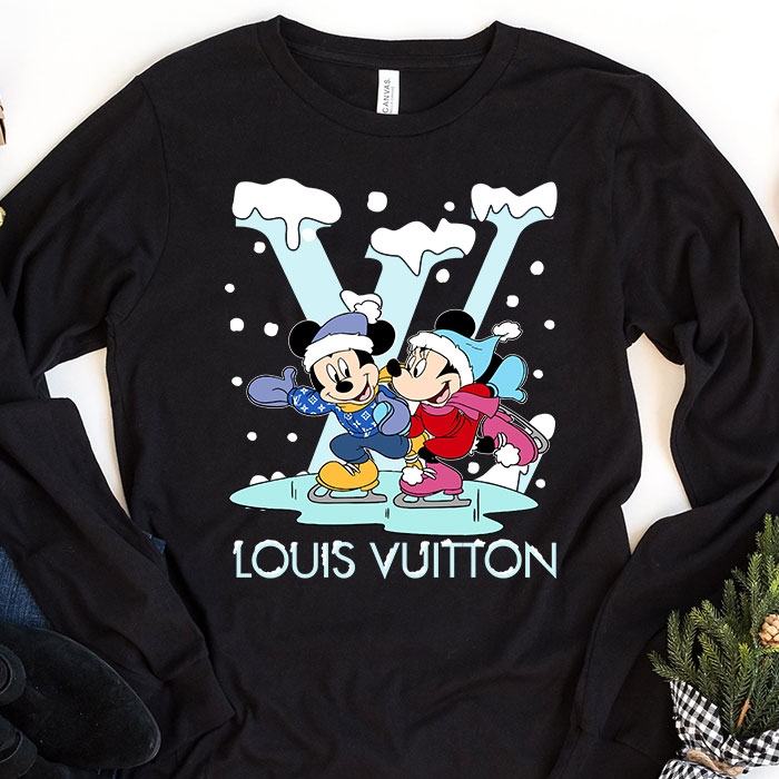 Louis Vuitton Logo Luxury Mickey Mouse Minnie Mouse Unisex & Kid Long Sleeve Tee NTB2366