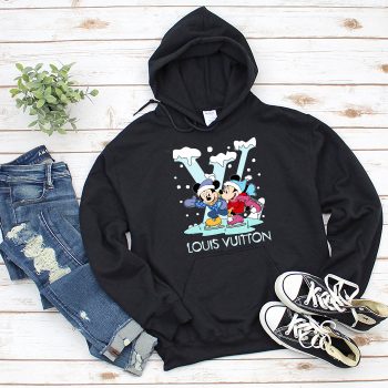 Louis Vuitton Logo Luxury Mickey Mouse Minnie Mouse Unisex Pullover Hoodie NTB2287