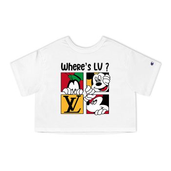 Louis Vuitton Logo Luxury Mickey Mouse Pluto Champion Women Cropped T-Shirt NTB2157