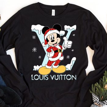 Louis Vuitton Logo Luxury Monogram Canvas Pattern Chrismate Mickey Mouse Unisex & Kid Long Sleeve Tee TBL122