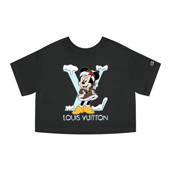 Louis Vuitton Logo Luxury Monogram Canvas Pattern Christmas Minnie Mouse Champion Women Heritage Cropped T-Shirt CTB136