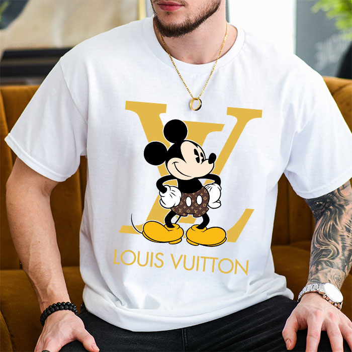 Louis-Vuitton-Logo-Luxury-Monogram-Canvas-Pattern-Mickey-Mouse-LV-Unisex-T-Shirt-CB391-2