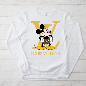 Louis Vuitton Logo Luxury Monogram Canvas Pattern Mickey Mouse Unisex & Kid Long Sleeve Tee TBL138