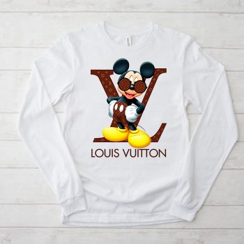 Louis Vuitton Logo Luxury Monogram Canvas Pattern Mickey Mouse Unisex & Kid Long Sleeve Tee TBL144