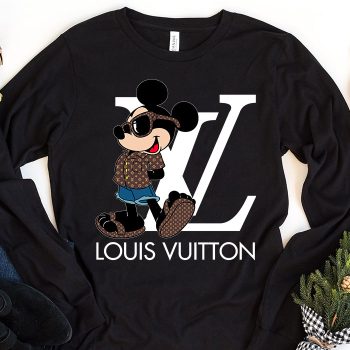 Louis Vuitton Logo Luxury Monogram Canvas Pattern Mickey Mouse Unisex & Kid Long Sleeve Tee TBL145