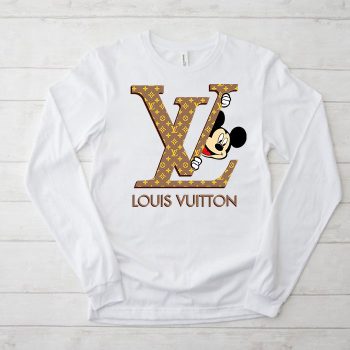 Louis Vuitton Logo Luxury Monogram Canvas Pattern Mickey Mouse Unisex & Kid Long Sleeve Tee TBL170