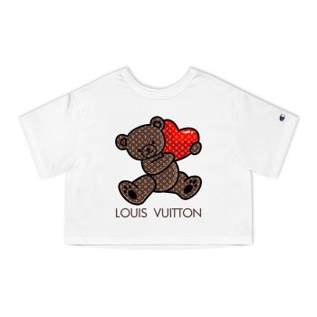 Louis Vuitton Logo Luxury Monogram Canvas Pattern Teddy Bear Champion Women Cropped T-Shirt CTB2382
