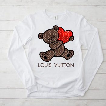 Louis Vuitton Logo Luxury Monogram Canvas Pattern Teddy Bear Unisex & Kid Long Sleeve Tee LTB2382