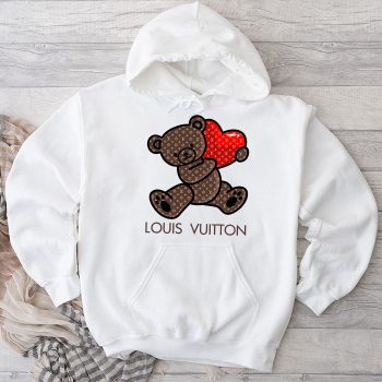 Louis Vuitton Logo Luxury Monogram Canvas Pattern Teddy Bear Unisex Pullover Hoodie HTB2382