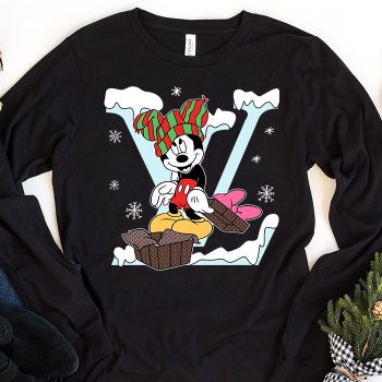Louis Vuitton Logo Luxury Noel Mickey Mouse Unisex & Kid Long Sleeve Tee TBL111